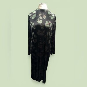 Black Floral Long Sleeve Maxi Dress